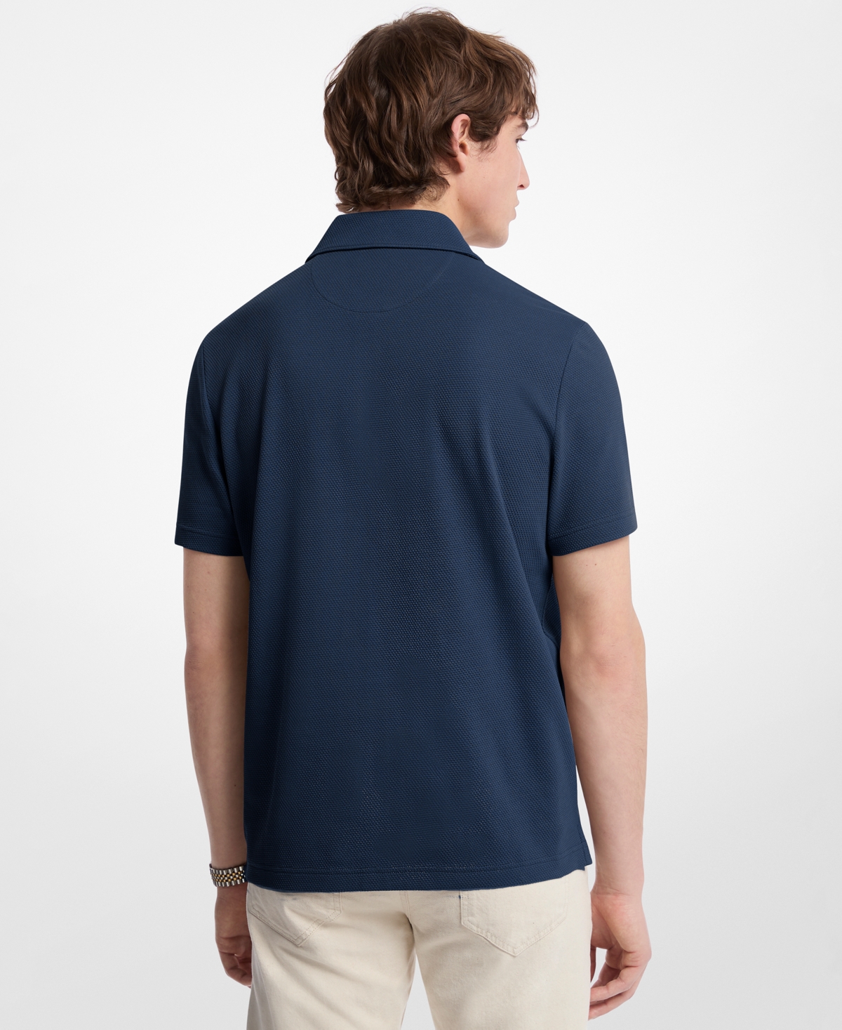 Michael Kors Men's Short Sleeve Bubble Knit Polo Shirt