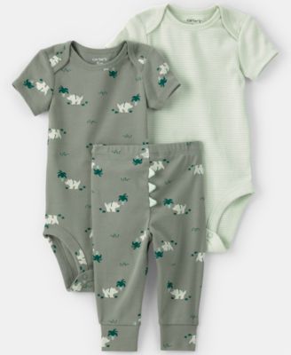 Baby Boys' Dinosaur Print Bodysuits and Pants, 3-Piece Set
