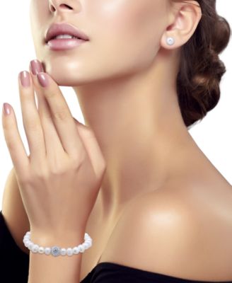 Freshwater Pearl Stretch Bracelet and Stud Earrings Set
