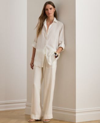 Petite 100% Linen Relaxed-Fit Shirt