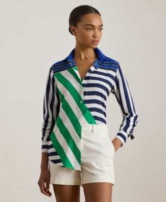 Women's Petite Long-Sleeve Striped Shirt