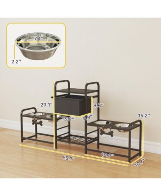 Dog Bowl Sd with 2 Feeding Stations, Elevated Dog Bowls,
