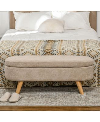 Storage Ottoman Bench, 43.3" Upholste End of Bed Bench,