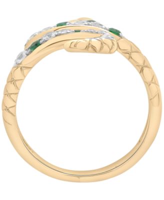 Emerald (1/4 ct. t.w.) and White Sapphire (1/2 ct. t.w.) Ring in 14k Yellow Gold