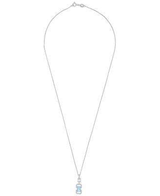 White Topaz (1/6 ct. t.w.) and Blue Topaz (5/8 ct. t.w.) Drop Pendant Necklace in Sterling Silver