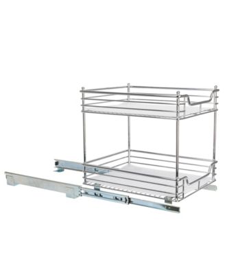 Glidez 14.25" W Steel Pull-Out Storage Organizer, 2-Tier Design, Chrome