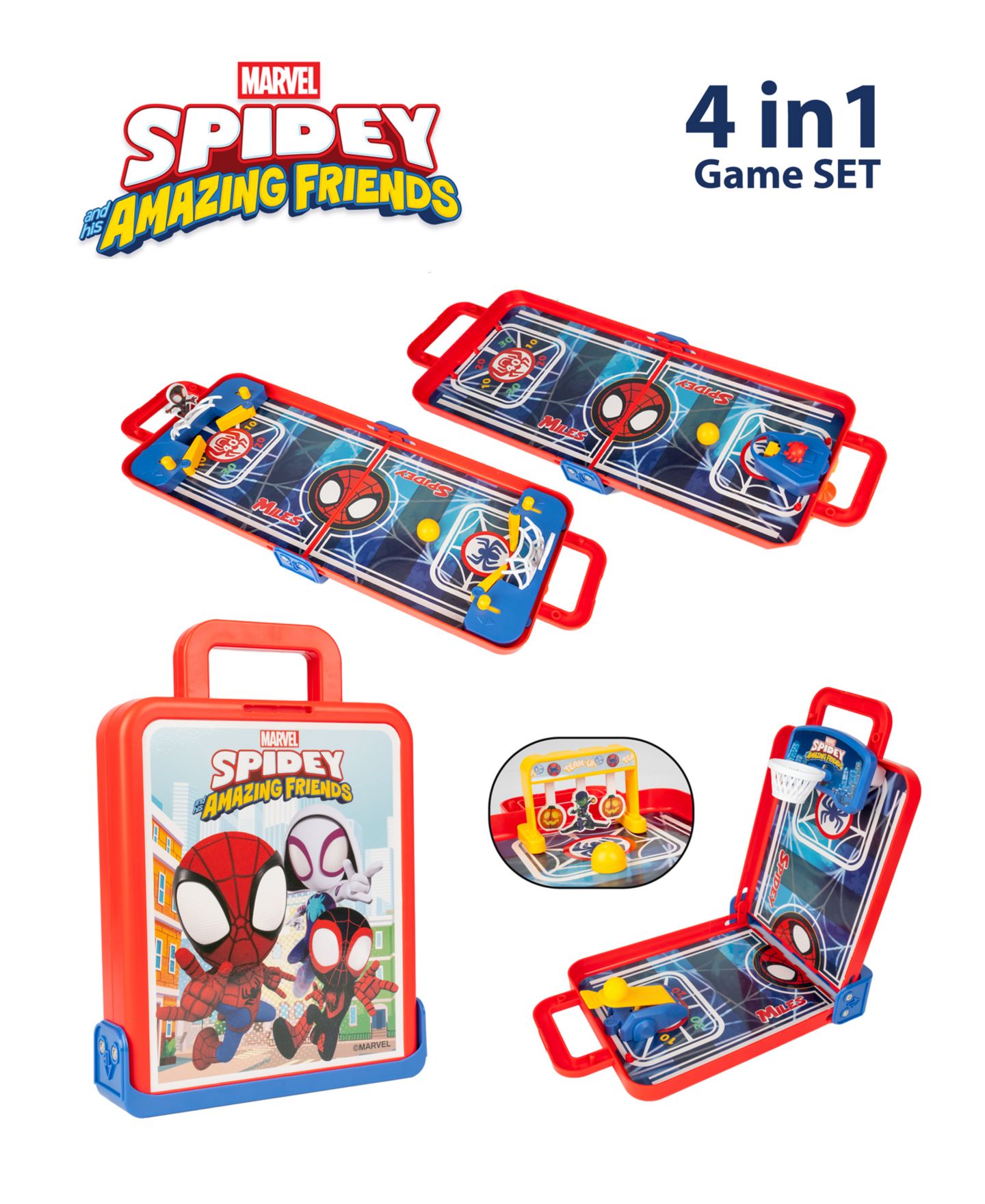 Детская игрушка World Tech Toys Spidey and His Amazing Friends 4-in-1 Tabletop Game, Ages 4+ — фото 9