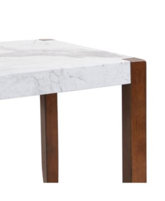 Modern Faux Marble Dining Table with Wood Legs