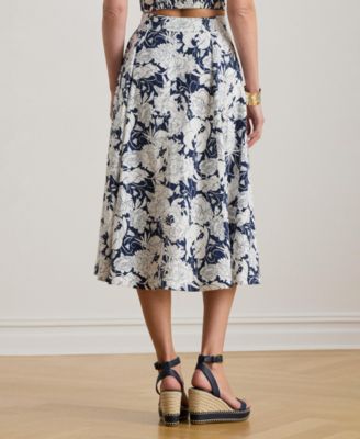Women's Floral Button-Front Midi Skirt