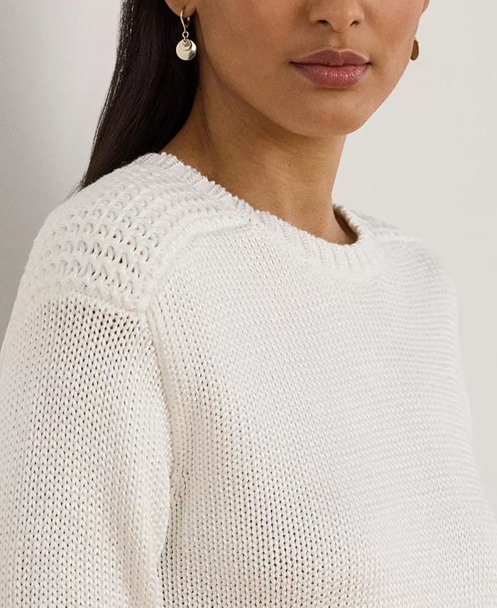 Women's Crew Neck Stitch Detailing Sweater - thumbnail 8