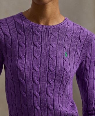Women's Cable-Knit Cotton Crew Neck Sweater