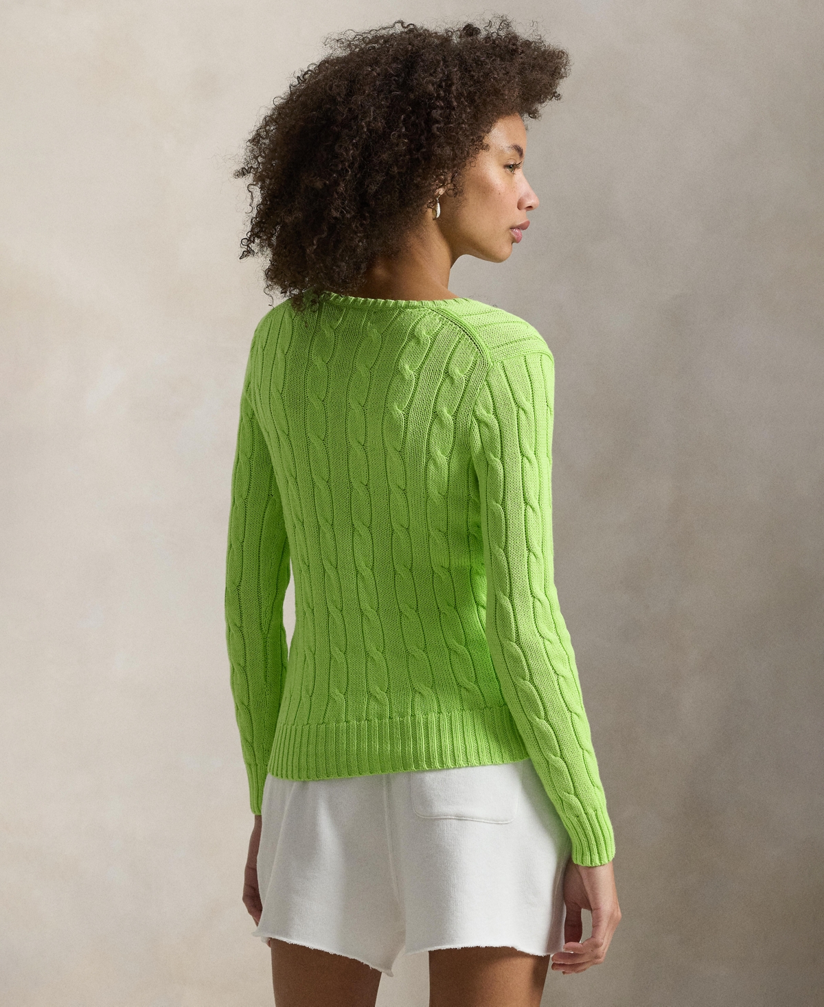 Polo Ralph Lauren Women's Cable-Knit Cotton V-Neck Sweater