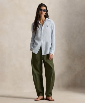 Women's Classic Fit Striped Linen Shirt