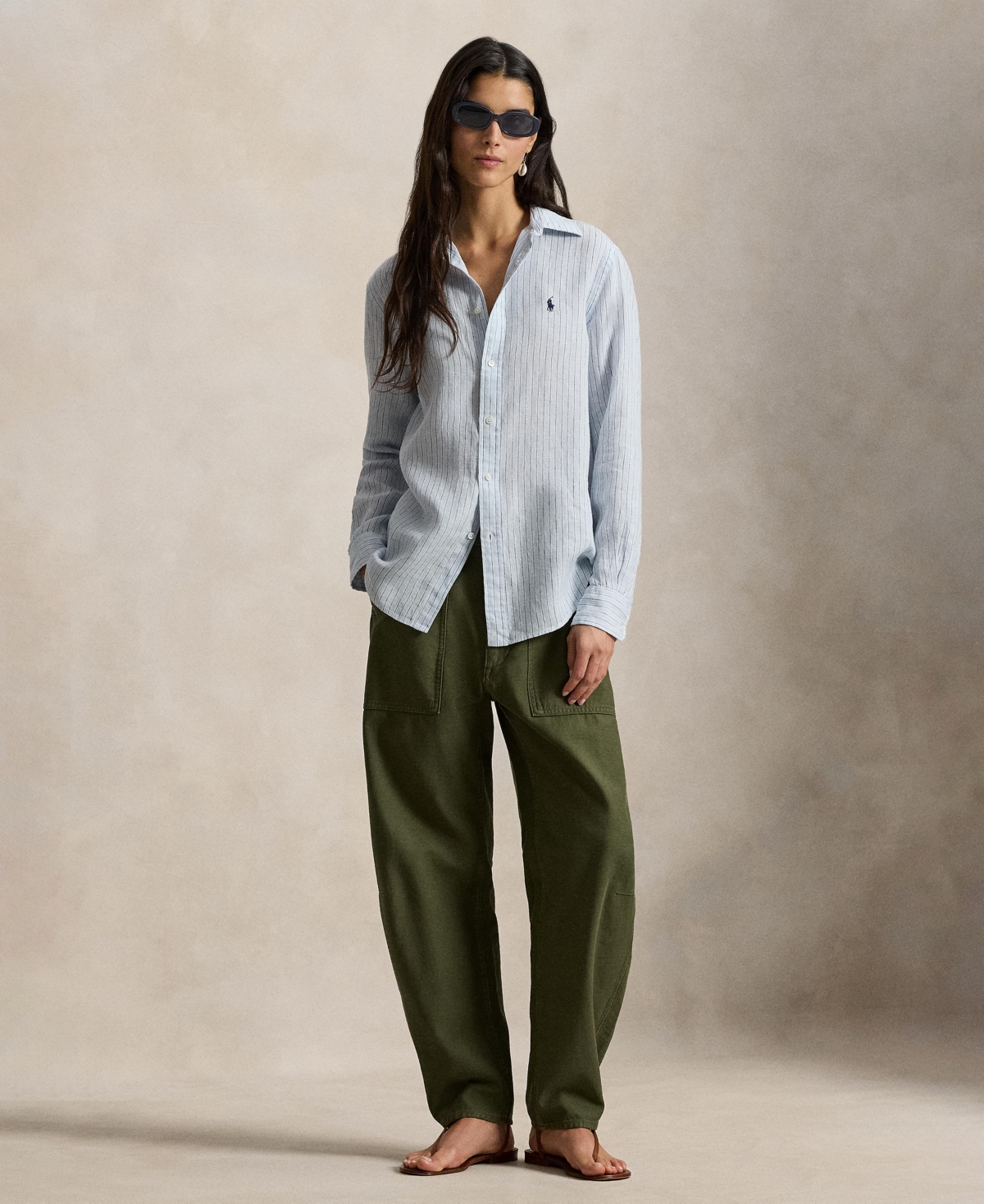 Polo Ralph Lauren Women's Classic Fit Striped Spread Collar Shirt