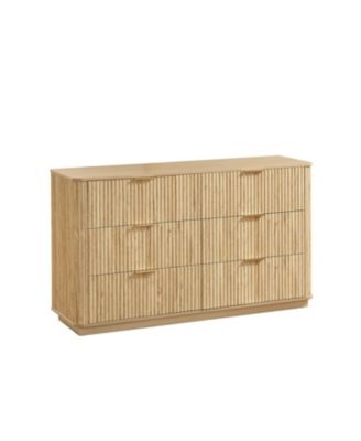 Streamdale Modern 6-Drawer Dresser, Wide Chest, Walnut