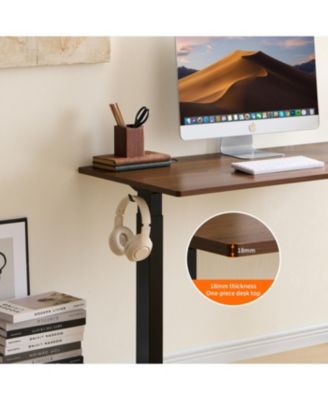 Electric Standing Desk, Adjustable Height, 24x48, Black Frame/Mahogany Top