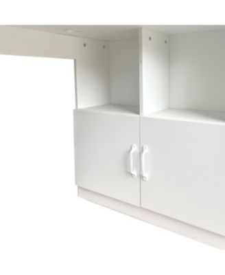 Streamdale L-Shaped Corner Computer Desk with Drawers, Bookshelf & Hutch, White