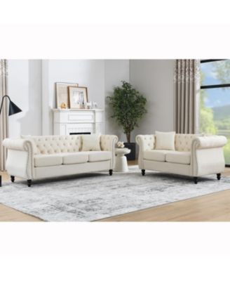 3-seater + 2-seater Combination sofa.Beige Velvet