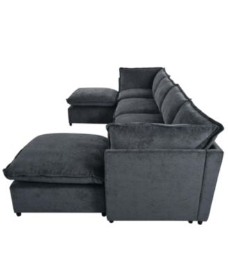 Spacious U-Shape Sectional Sofa with 2 Chaise Lounges and Ottomans