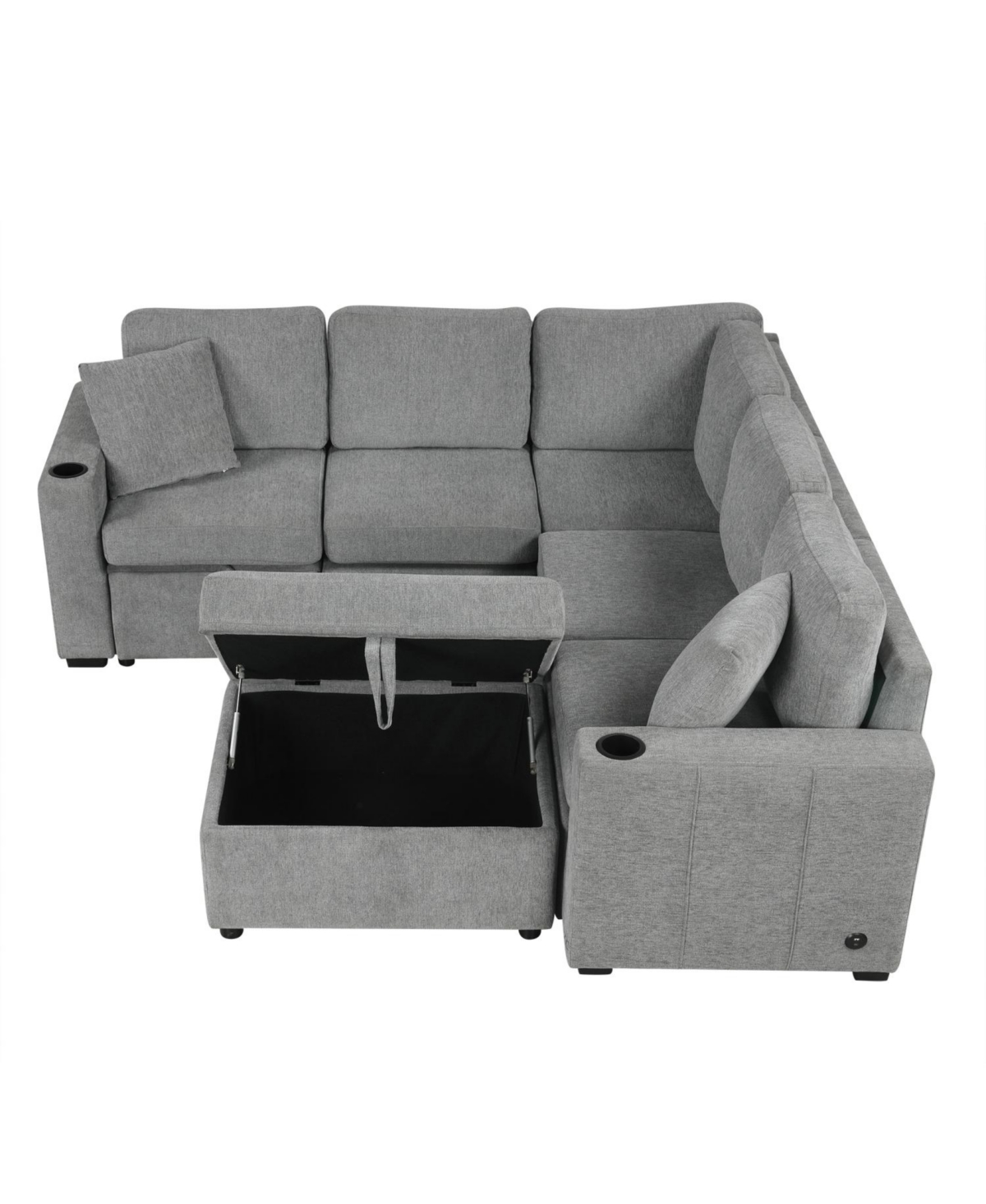 Streamdale 84.7" Convertible Sectional Sofa Bed with Ottoman