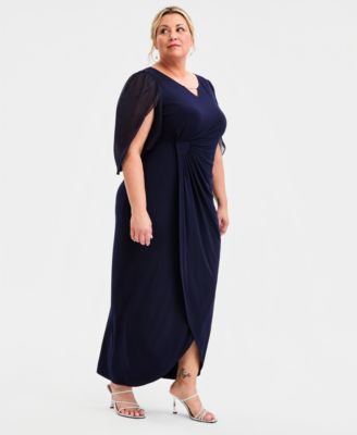 Plus Size Solid Jersey Rhinestone-Trim Maxi Dress