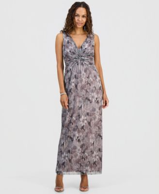 Petite Metallic V-Neck Twist-Front Dress