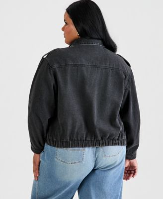 Trendy Plus Size Denim Moto Jacket