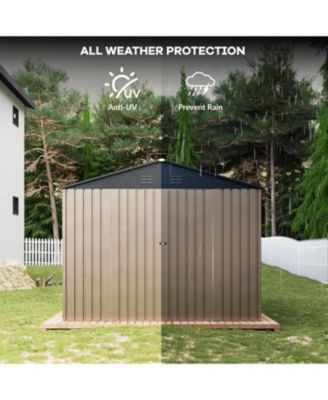 8x12FT Metal Outdoor Storage Shed, Lockable Tool Shed with Sloped Roof for Backyard, Patio, Garage, Lawn