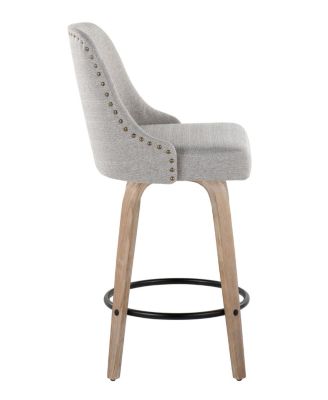 Fabric Studded Marcel Transitional Fixed-Height Counter Stool, Set of 2