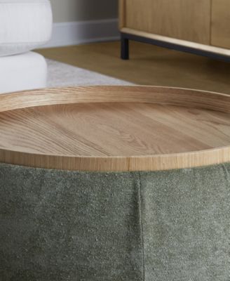 14.75" Fabric Tray Pouf Contemporary Storage Ottoman