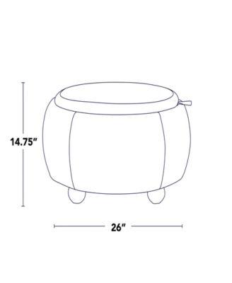 14.75" Fabric Tray Pouf Contemporary Storage Ottoman