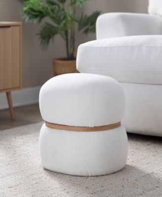 13.5" Fabric Cinch Contemporary Pouf Ottoman