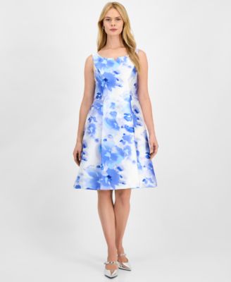 Women's Scoop-Neck Satin Pleated-Waist Dress