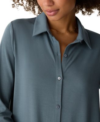 Women's Classic Collar Jersey Shirt Dress, Regular And Petites