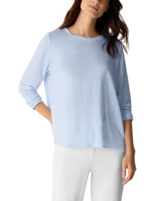 Women's Yarn-Dyed Stripe Crew Neck T-Shirt, Regular And Petites