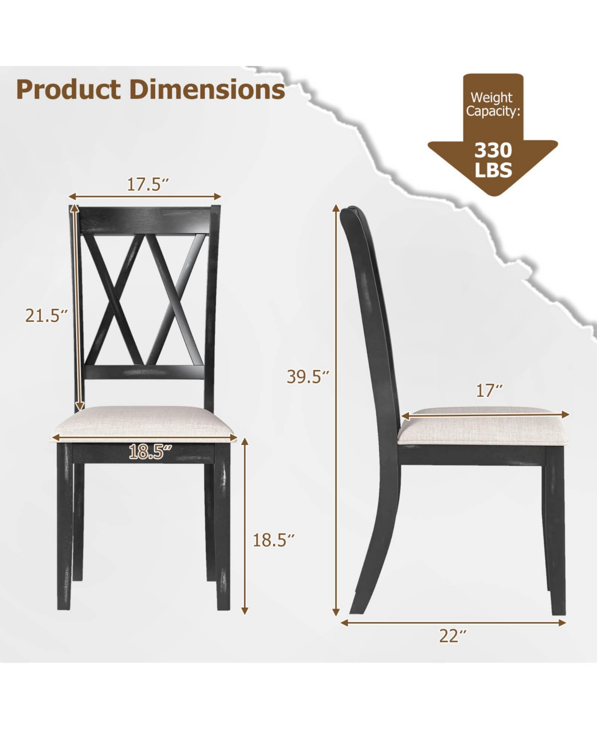 Costway Farmhouse Dining Chairs Modern Kitchen Chairs with Elegant Hollowed backrest
