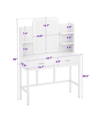 Makeup Vanity with Mirror and Lights, Vanity Table with Drawers