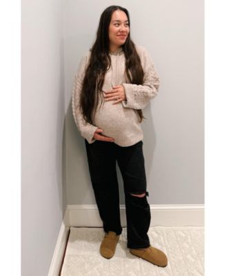 Maternity Black Distressed Open Knee Cropped Barrel Jeans
