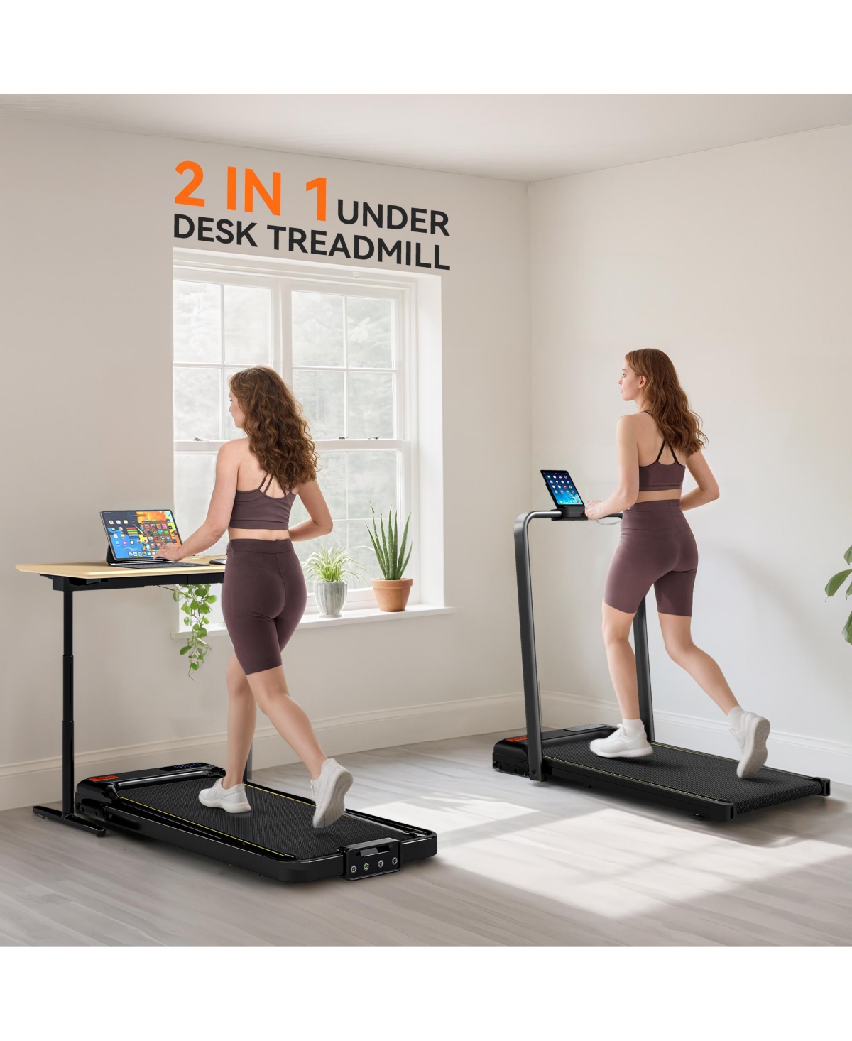 Soozier Walking Pad Treadmill, Foldable Under Desk Treadmill with Incline