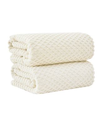 Quick-Drying Cotton Diamond Waffle Textured 2-Piece Oversized Bath Sheet, 68" x 35"