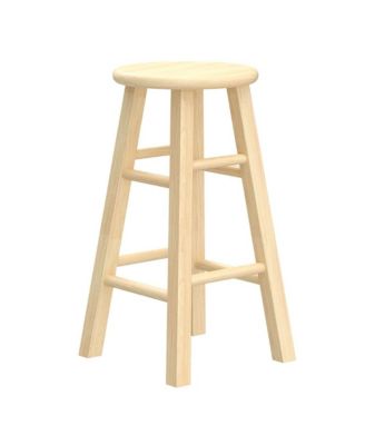 Classic Round-Seat 24" Tall Kitchen Counter Stools, Natural, Set of 2
