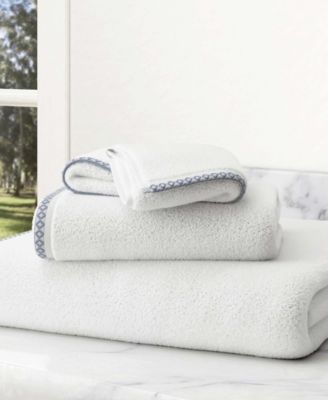 Quick-Dry Cotton Decorative Border 6 Pack Hand Towel Set