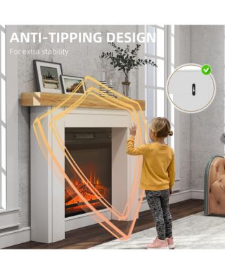 Modern Fireplace Mantel, Fireplace Surround with Leg, Natural Wood