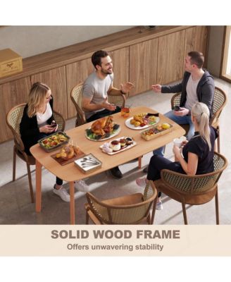 Wood Dining Table for 6, 47" Recgular Kitchen Table, Natural