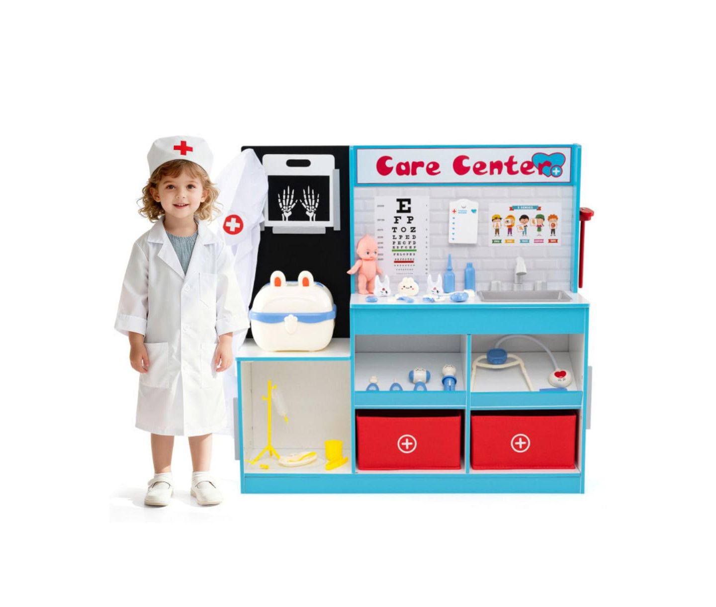 Детский игровой набор HONGGE Medical Center X-Ray and ECG Tools 7-Piece Playset, Ages 3+, цвет: Синий — фото 5