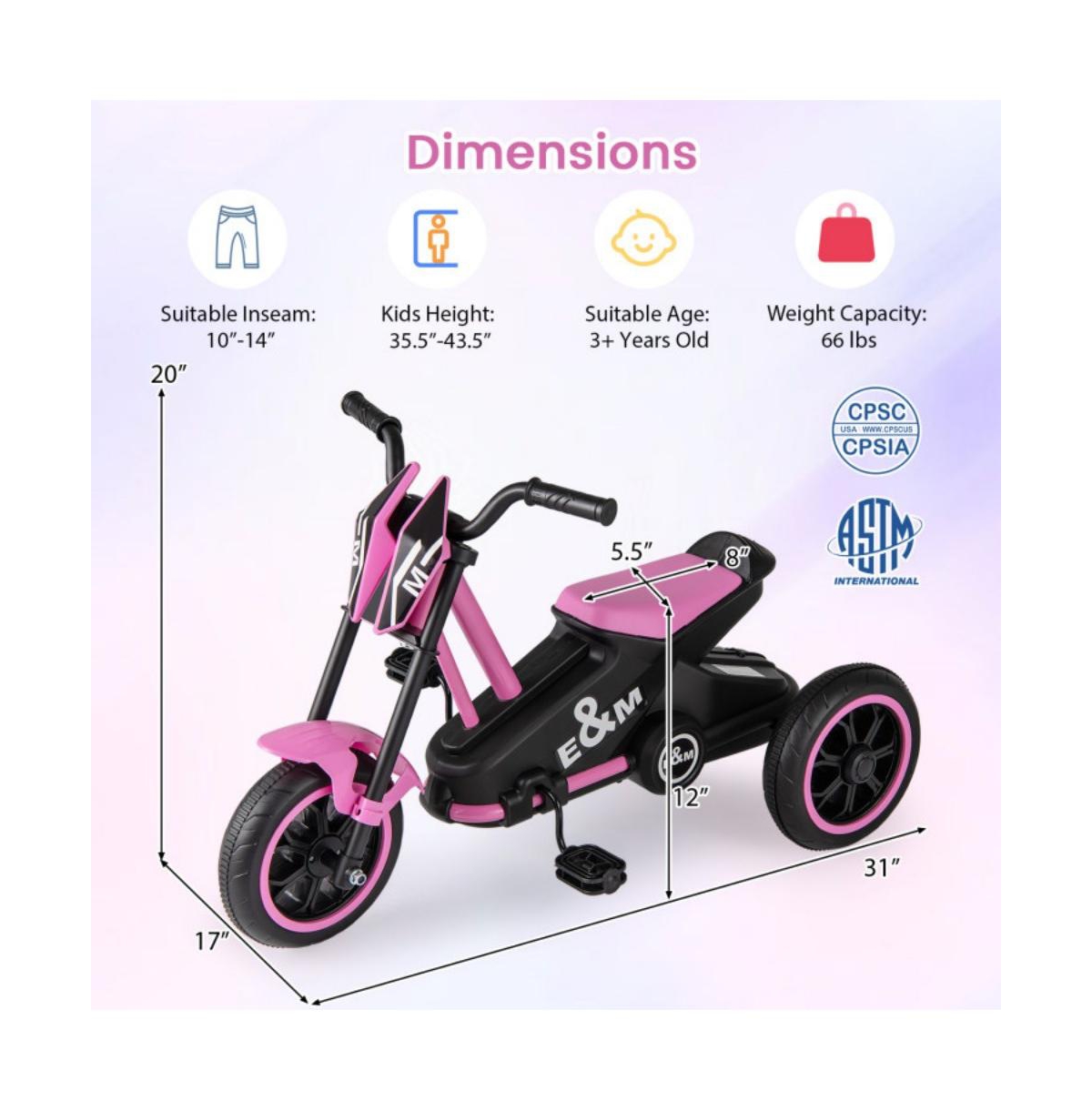 Hongge Kids Three Wheel Tricycle for Toddlers with Stable Design and Easy Control