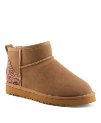 Women's Brandai-Curli Shearling Ankle Boot – Embossed Leather & Suede Slip-On With Whipstitch Detail
