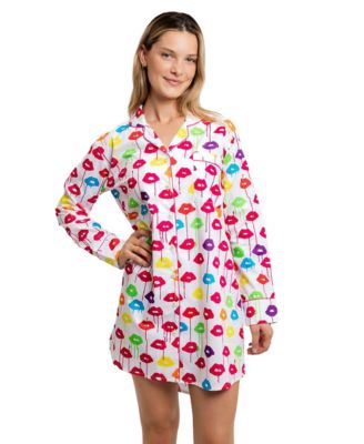 Women's Organic Cotton Poplin Button Down Pajama Night Shirt