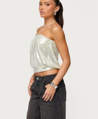 Women's Leira Silky Sparkly Strapless Top