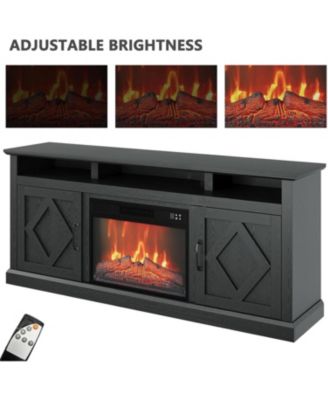 67" Fireplace TV Stand for TVs up to 80" with Storage Cabinets and Shelves, 23" Electric Fireplace, Living Room Bedroom